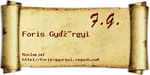 Foris Györgyi névjegykártya